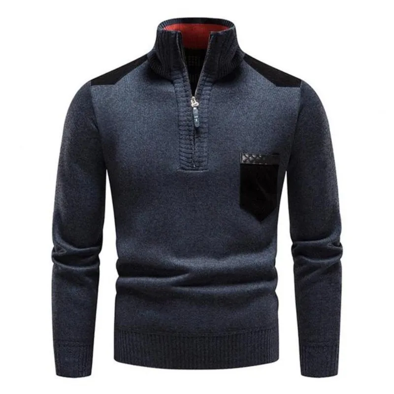 Half-Zip Sweater with Chest Pocket