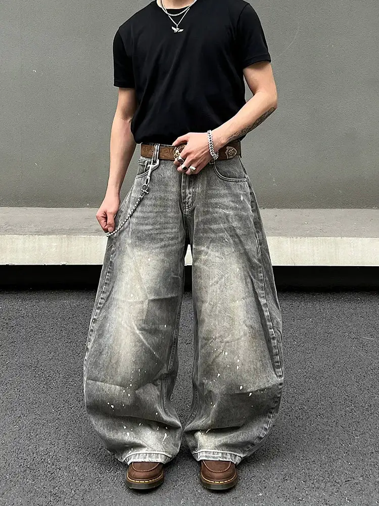 Balloon Paint-Splatter Stone-Wash Jeans