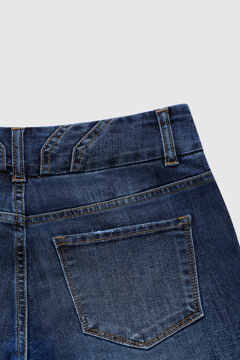 Raw Hem Button Up Skinny Jeans