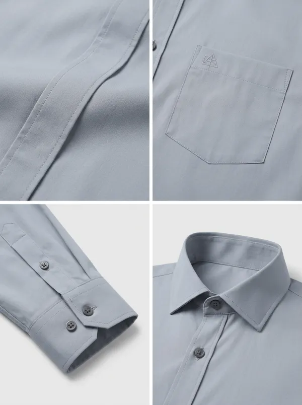 Men's Non-Iron Cotton Geometric Logo Embroidered Button-Down Shirt