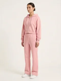 Women's Graphic Minimal Cropped Hooded Jacket and Flare Pants Active Set