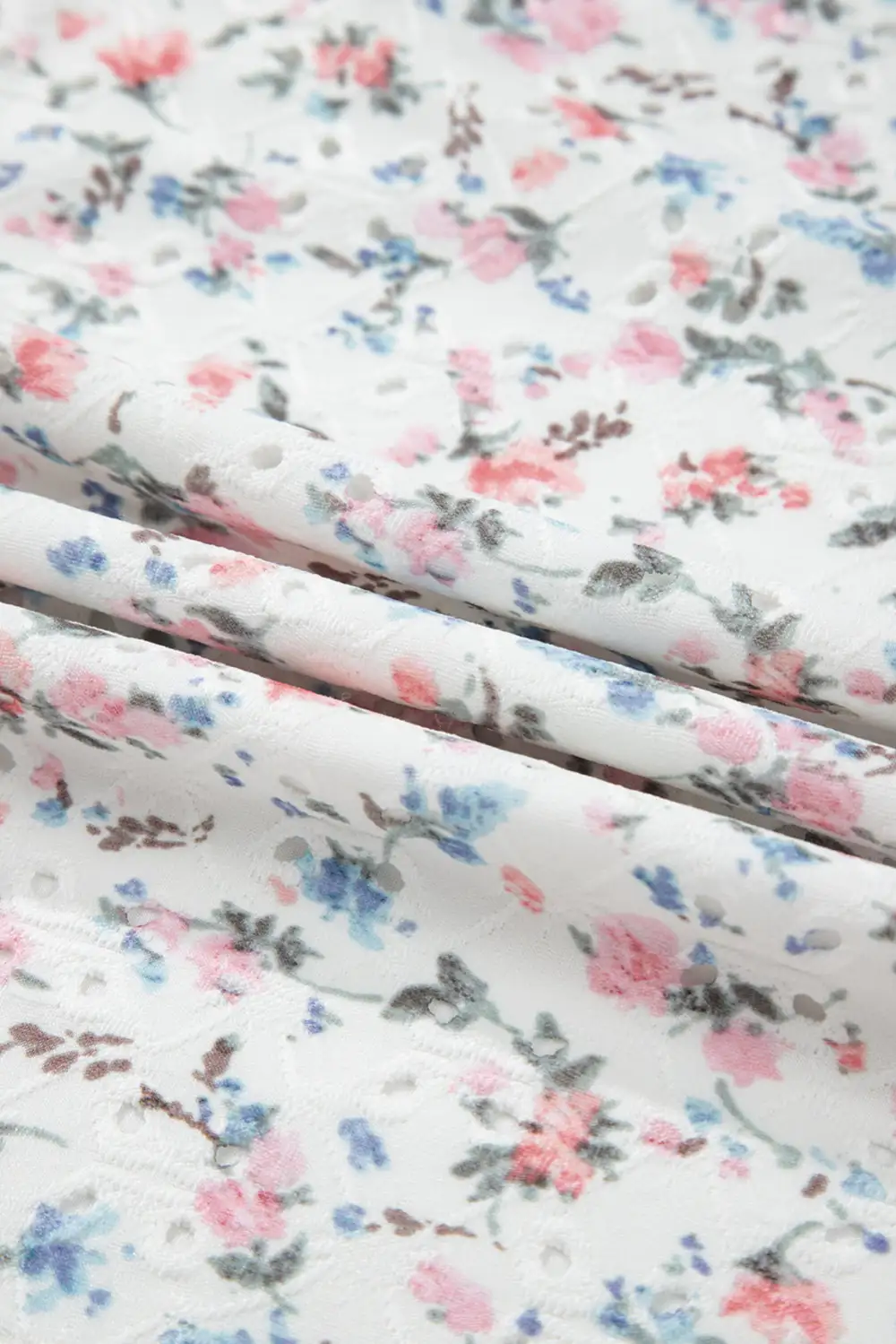 Floral Print Textured Long Sleeve Women's Top