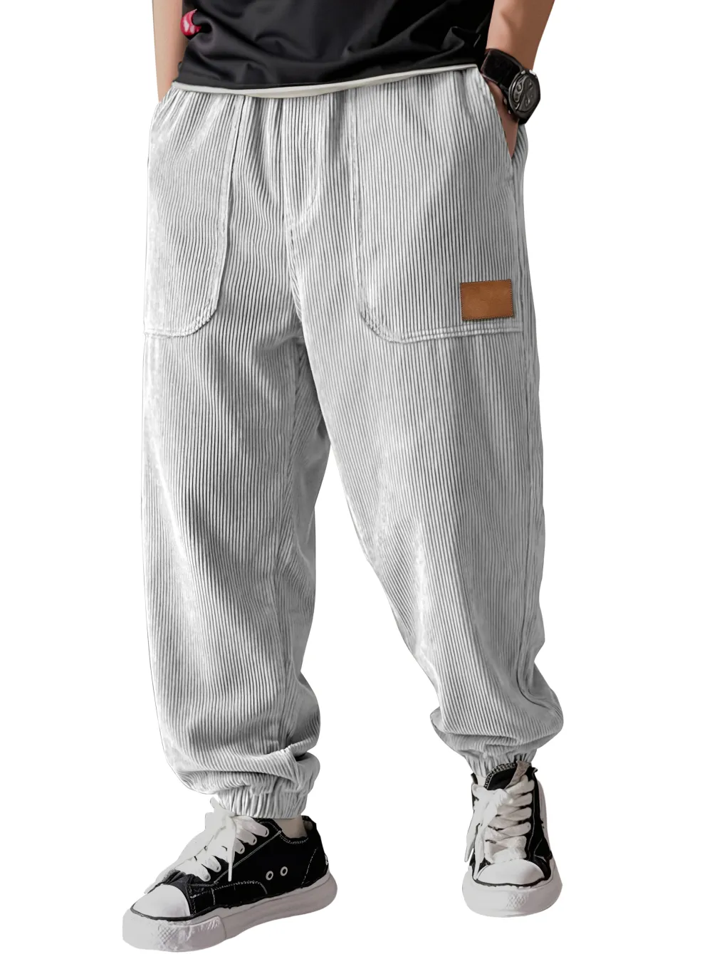 Corduroy Panel Detail Pants