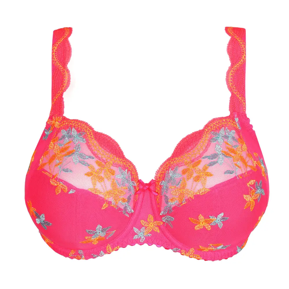 Women's Full Coverage Underwire Embroidery Mesh Cotton Blend Fuller Bust Bra