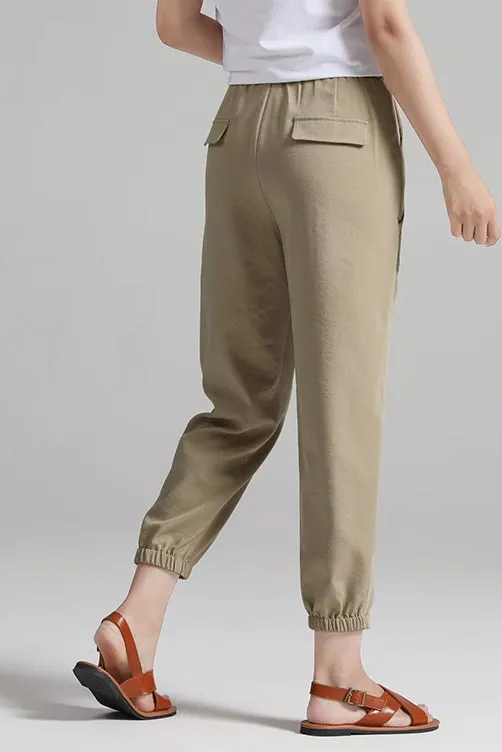 Linen Cropped Pocketed Trousers