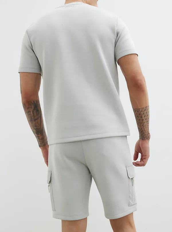 Men's Grey Slim Fit Cargo Shorts