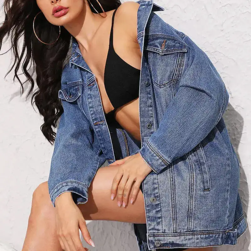 Denim Collared Casual Jacket