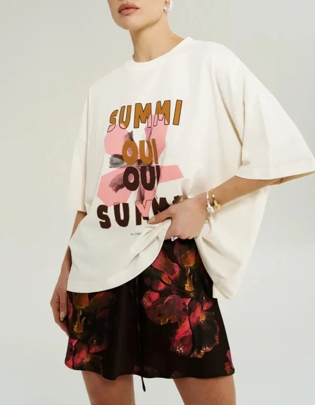 Chocolate Floral Mini Bias-Cut Skirt