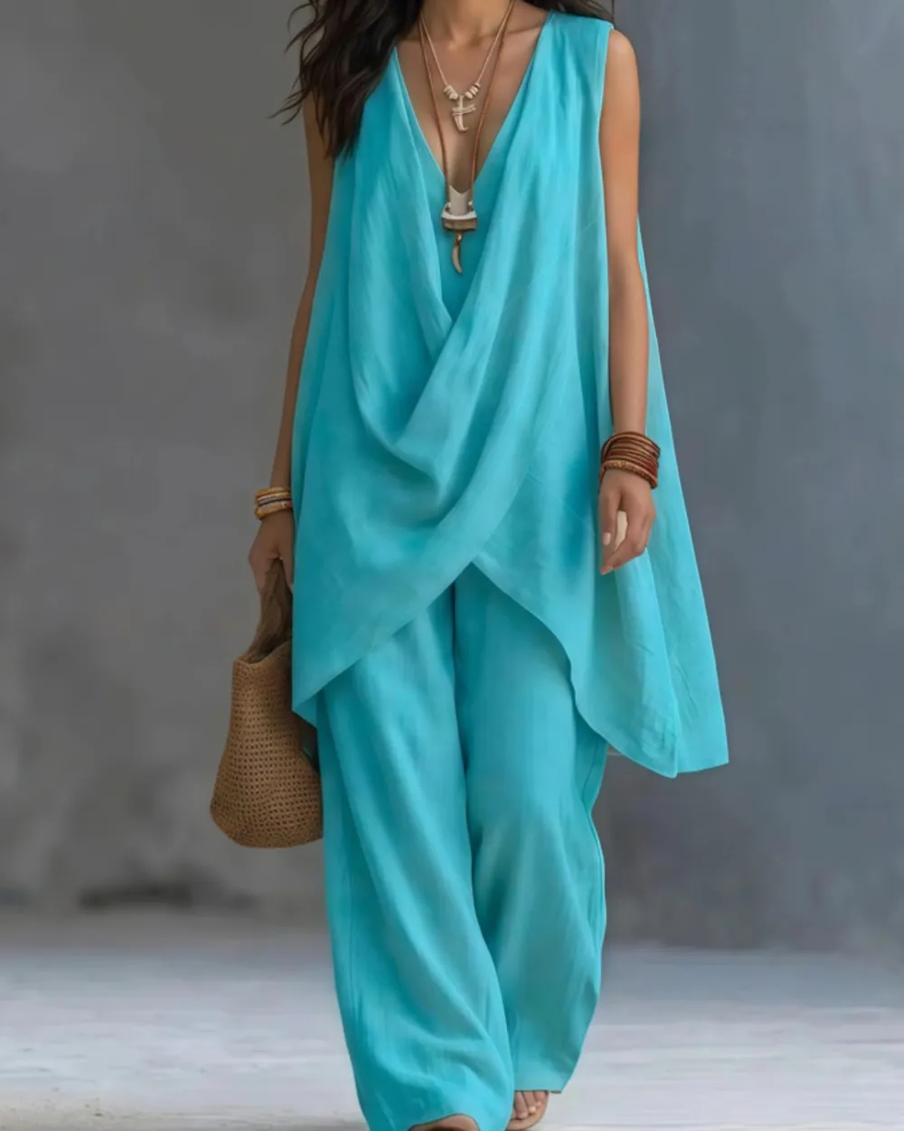 Boho Draped Two-Piece Set