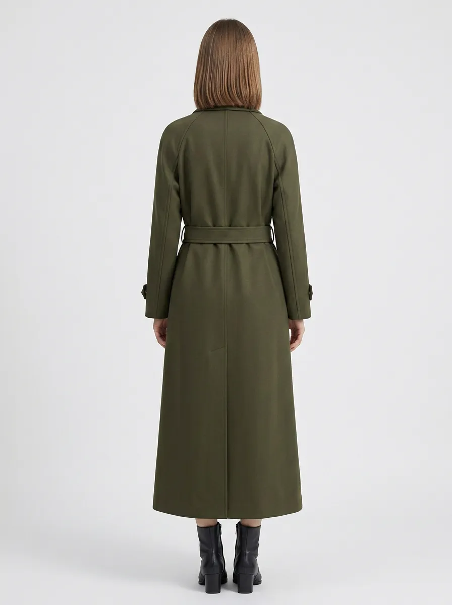Women's Everyday Belted Minimalist Long Trench Coat