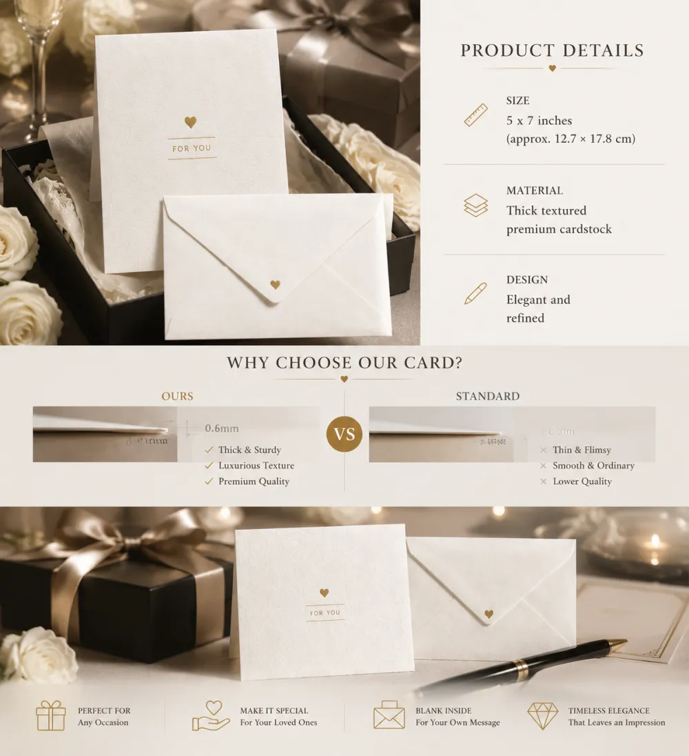 Premium Greeting Card Add-on – Luxury Textured Card with Printed Message
