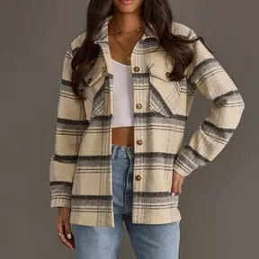 Raw Edge Plaid Flannel Shirt