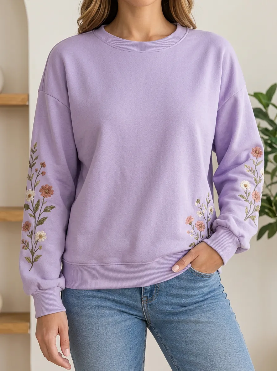 Women's Sweatshirt with Floral Detail