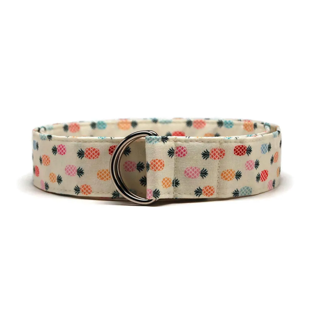 Tropical Pineapple D-Ring Cotton Belt