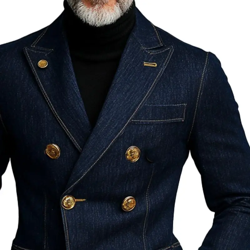 Denim Button Blazer
