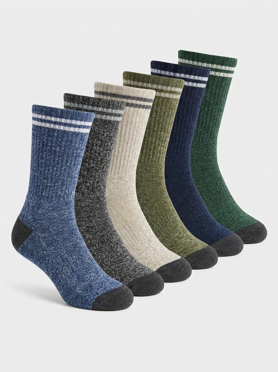Warm Heathered Stripe 6-Pair Standard Mid-Calf Socks
