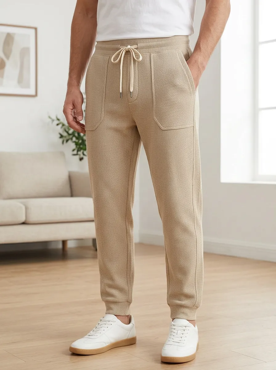 Men's Waffle Knit Drawstring Joggers Waffle