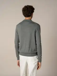 Cashmere Merino Blend Polo Shirt Featuring Buttonless Slim Fit Knit Construction