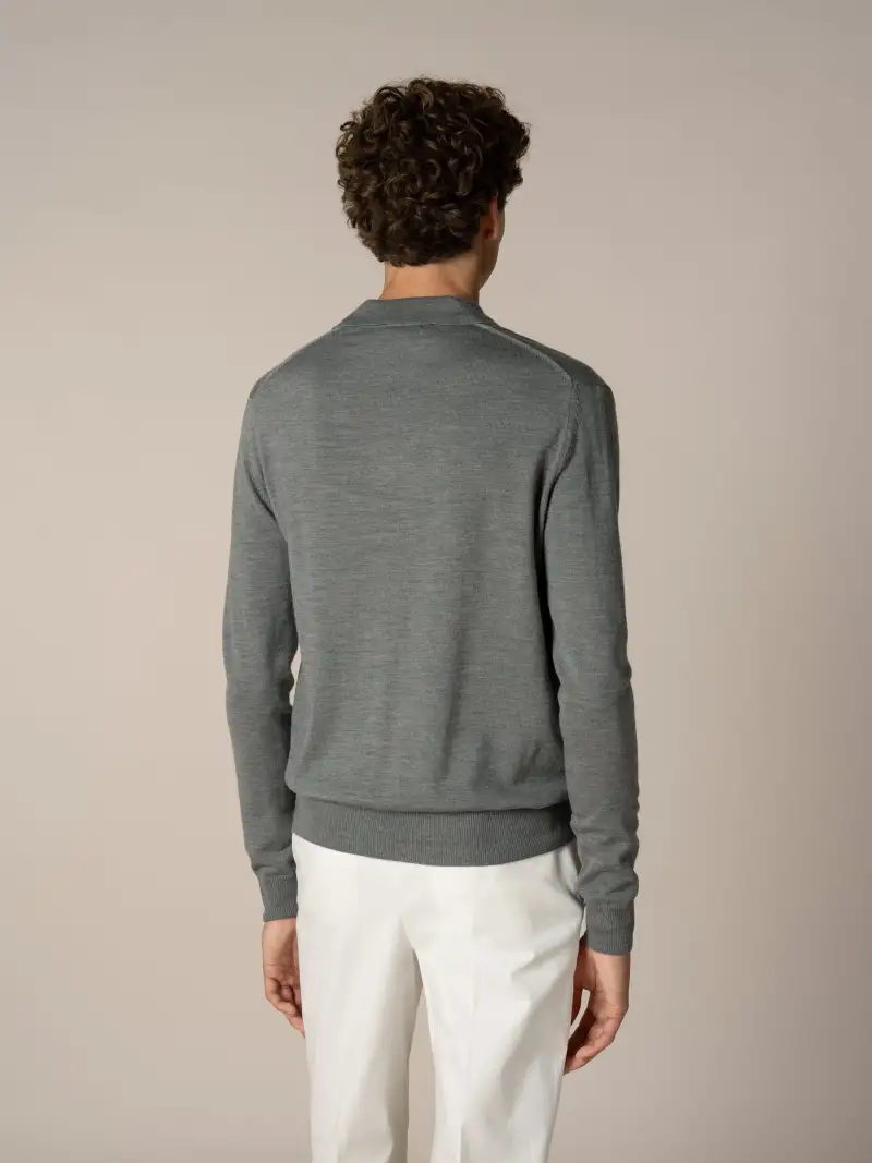 Cashmere Merino Blend Polo Shirt Featuring Buttonless Slim Fit Knit Construction