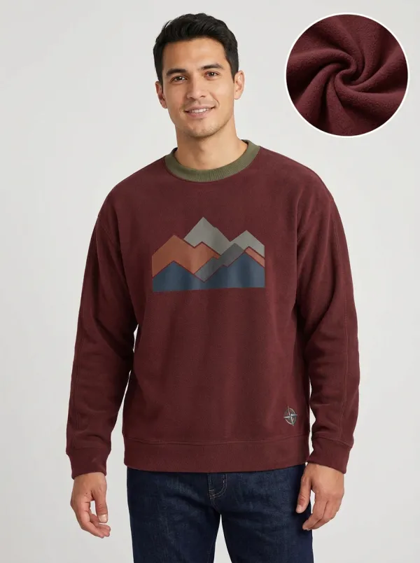 Men's Charcoal Outdoor Mountain Graphic Fleece Sweatshirt