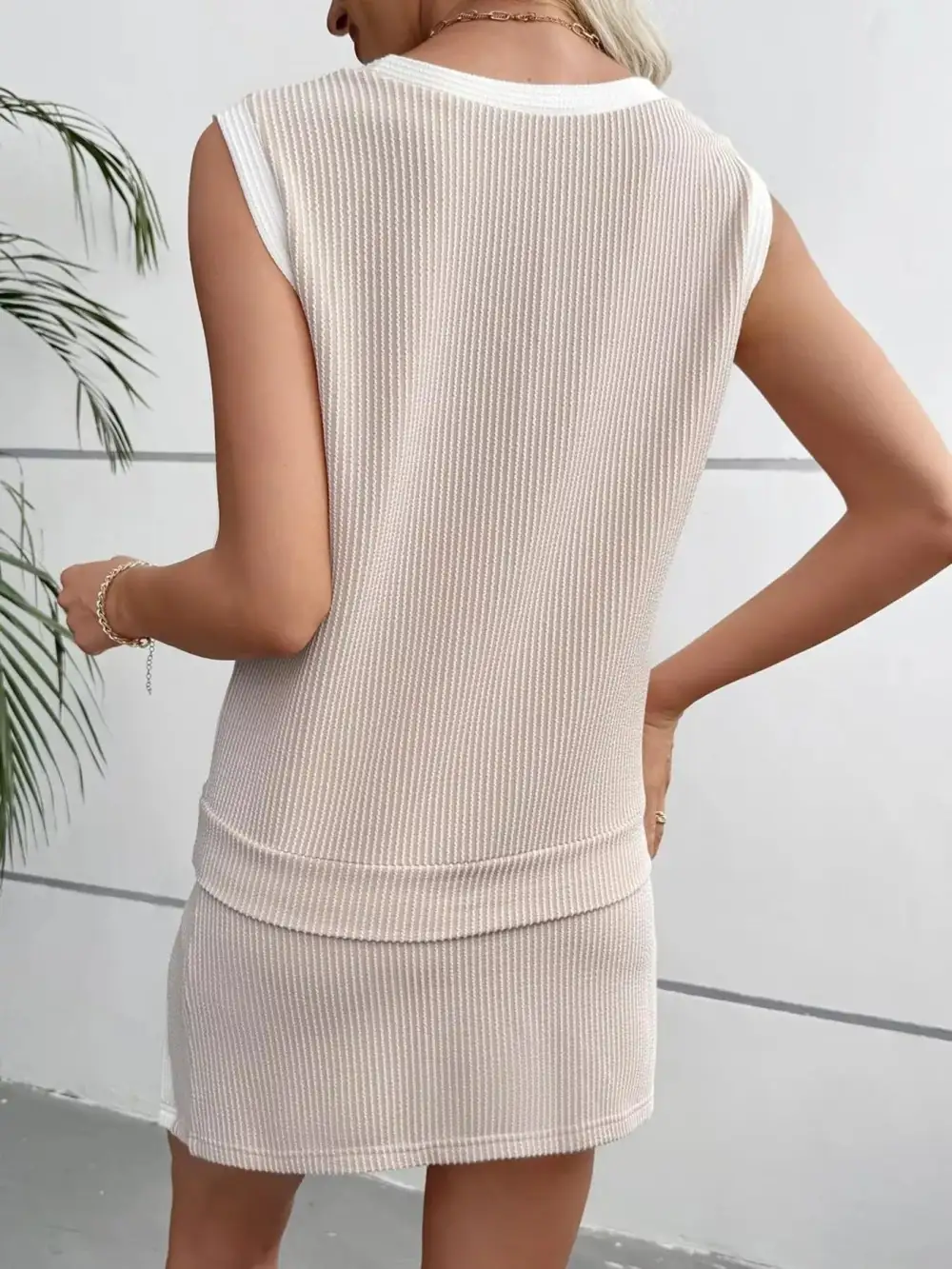 Ribbed Knit Sleeveless Top and Skort Set