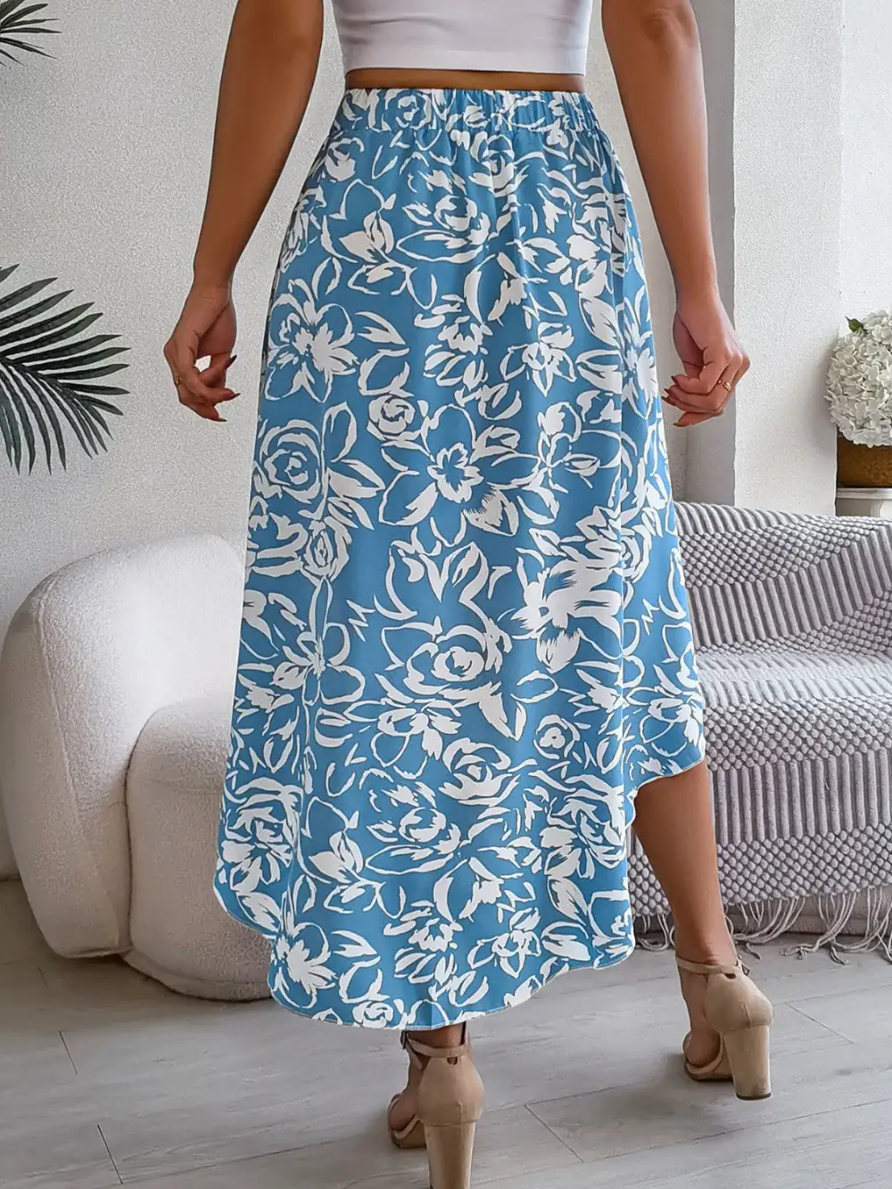 Fluid Airy Printed Skirt