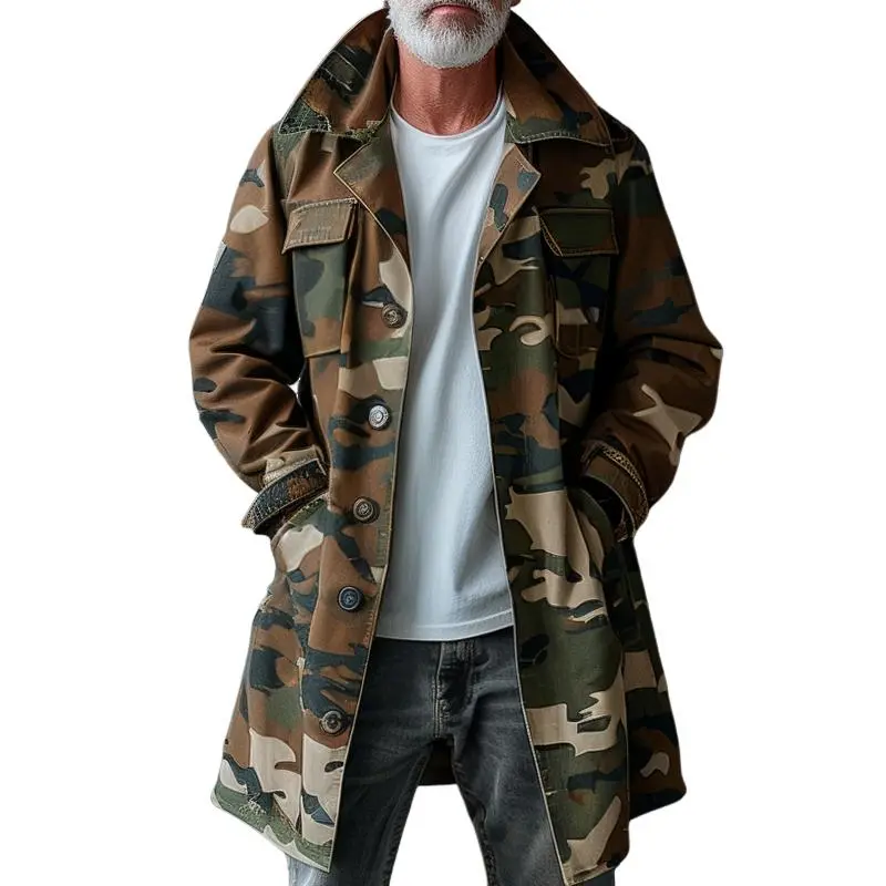 Tailored Wool Camo Coat