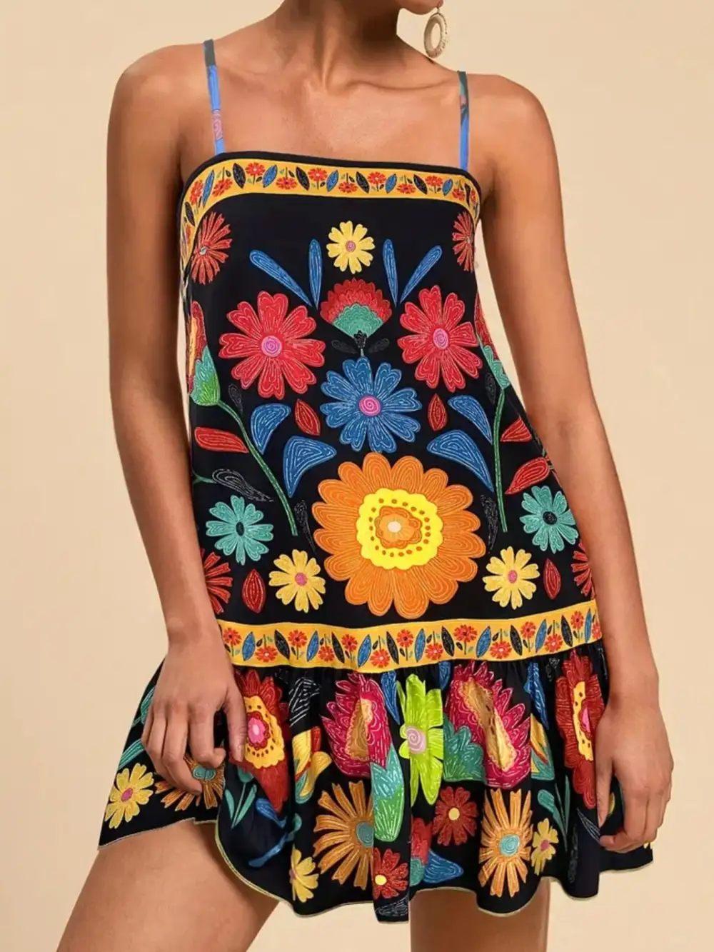 Floral Printed Sleeveless Mini Dress