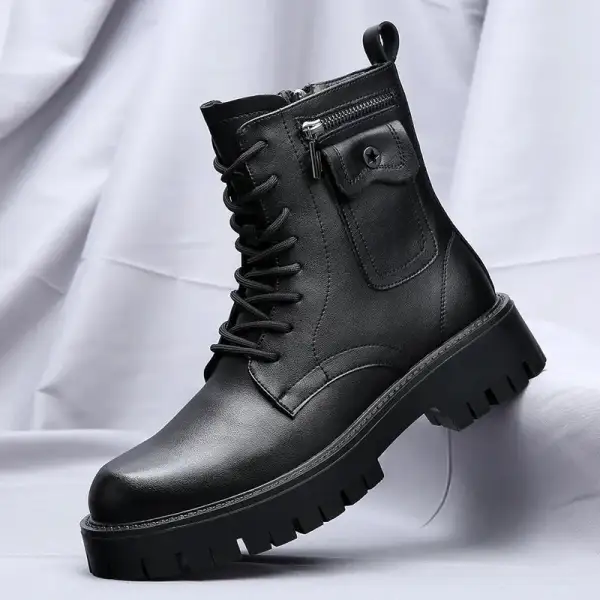 Leather Lace-Up Ankle Boots