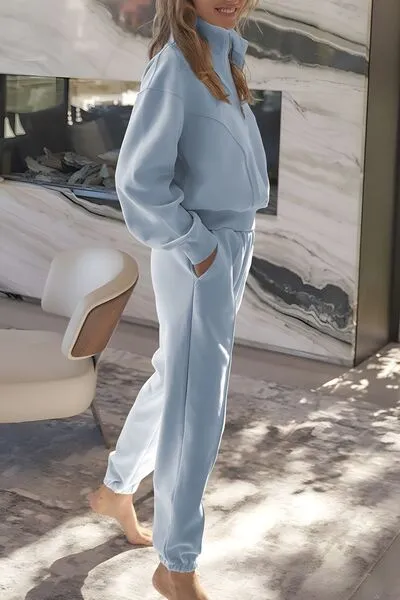 Half Zip Long Sleeve Top And Joggers Set