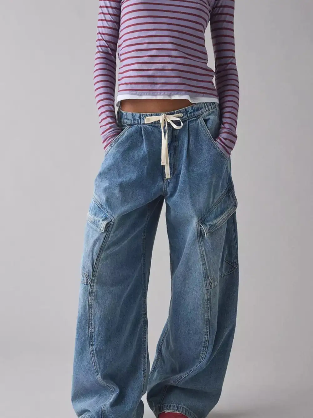 Cargo Drawstring Denim Jeans