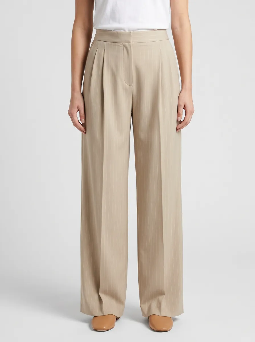 Simple Pinstripe High Rise Wide Leg Pants