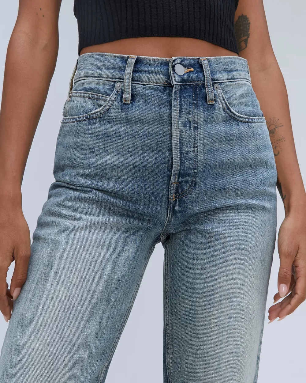 Washed High-Waisted Jeans