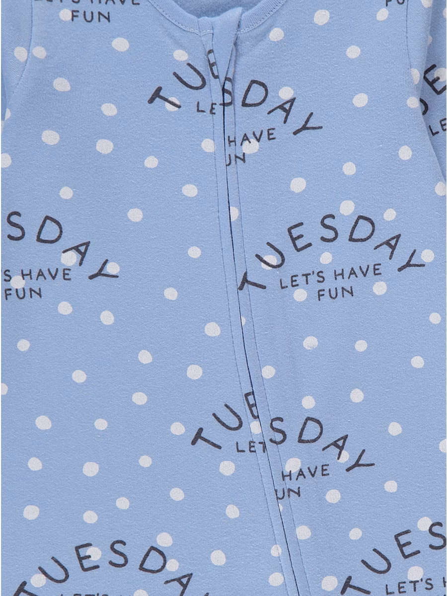 Pastel Spotty Days of the Week Sleepsuits 2 Way Zip Fastening 7 Pack detail 1