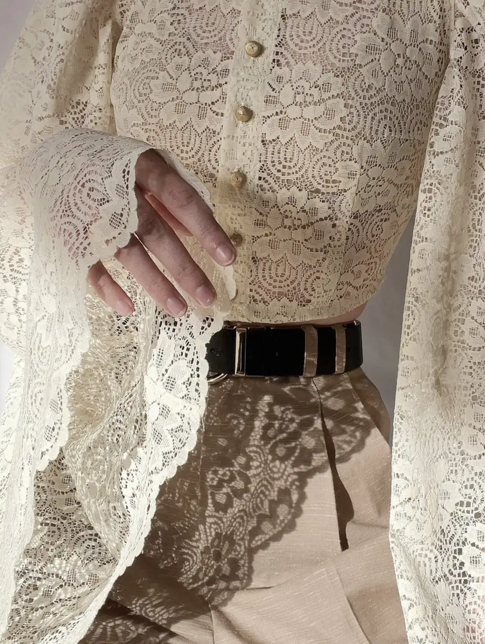 Lace Flare Sleeve Design Top