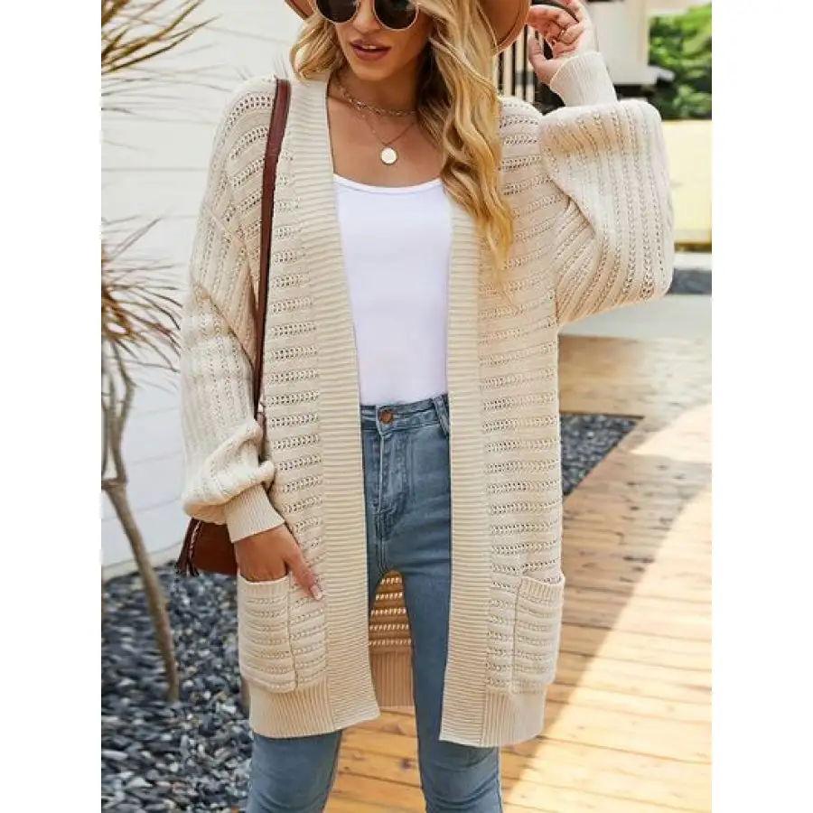 Open Front Sweater Cardigan with Pockets
