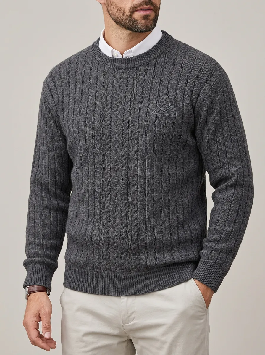 Men's Charcoal Grey Ridge Knit Sweater