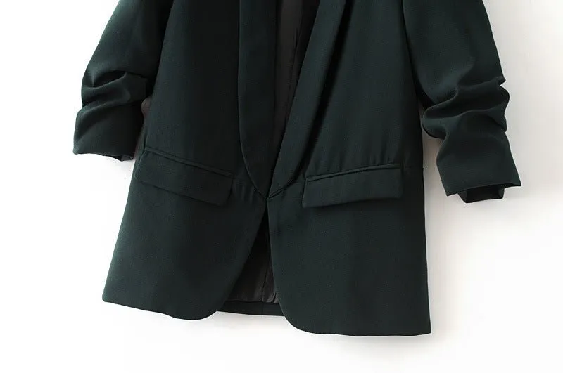 Easygoing Ruched Sleeve Everyday Blazer