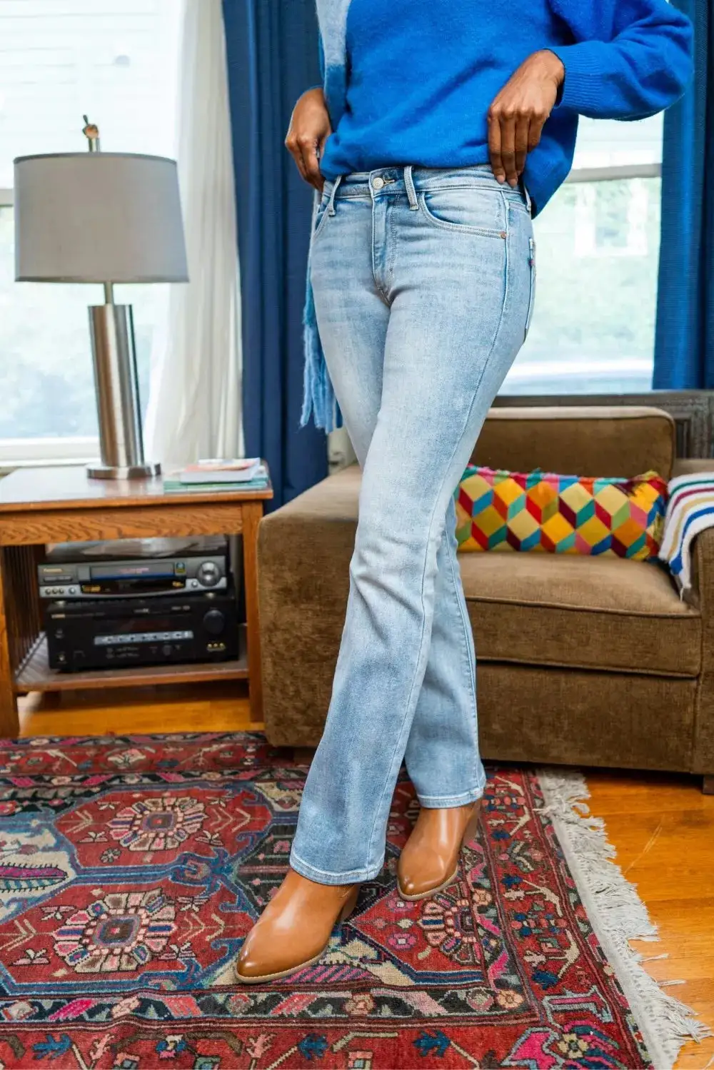 Denim Mid Rise Bootcut Pocketed Jeans