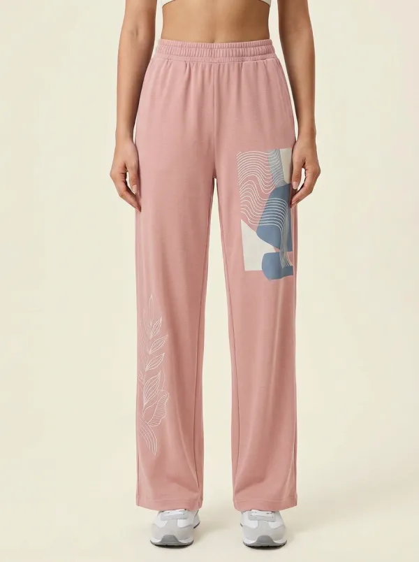 Women's Abstract Geometric Leaf Graphic Wide Leg Sweatpants