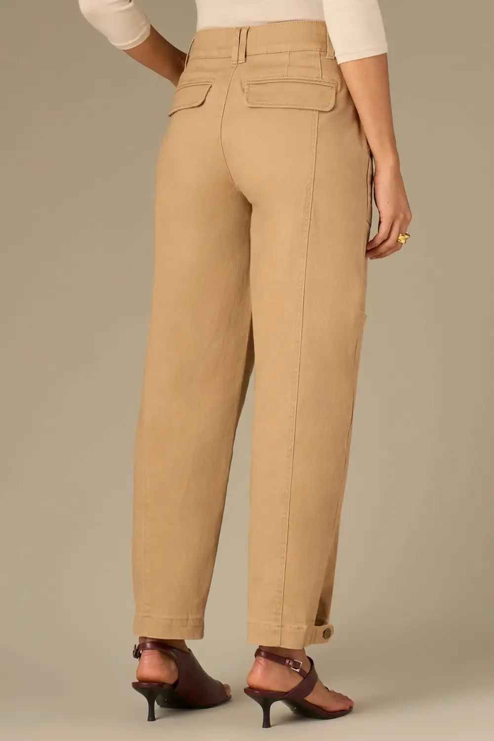 Tapered Utility Pants Buttoned Hem