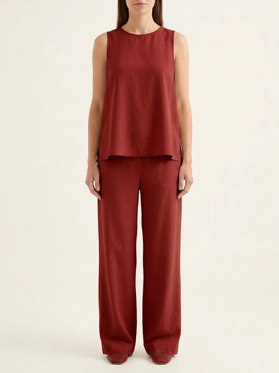 Women's Sleeveless Tank And Wide-Leg Trouser Two-Piece Set