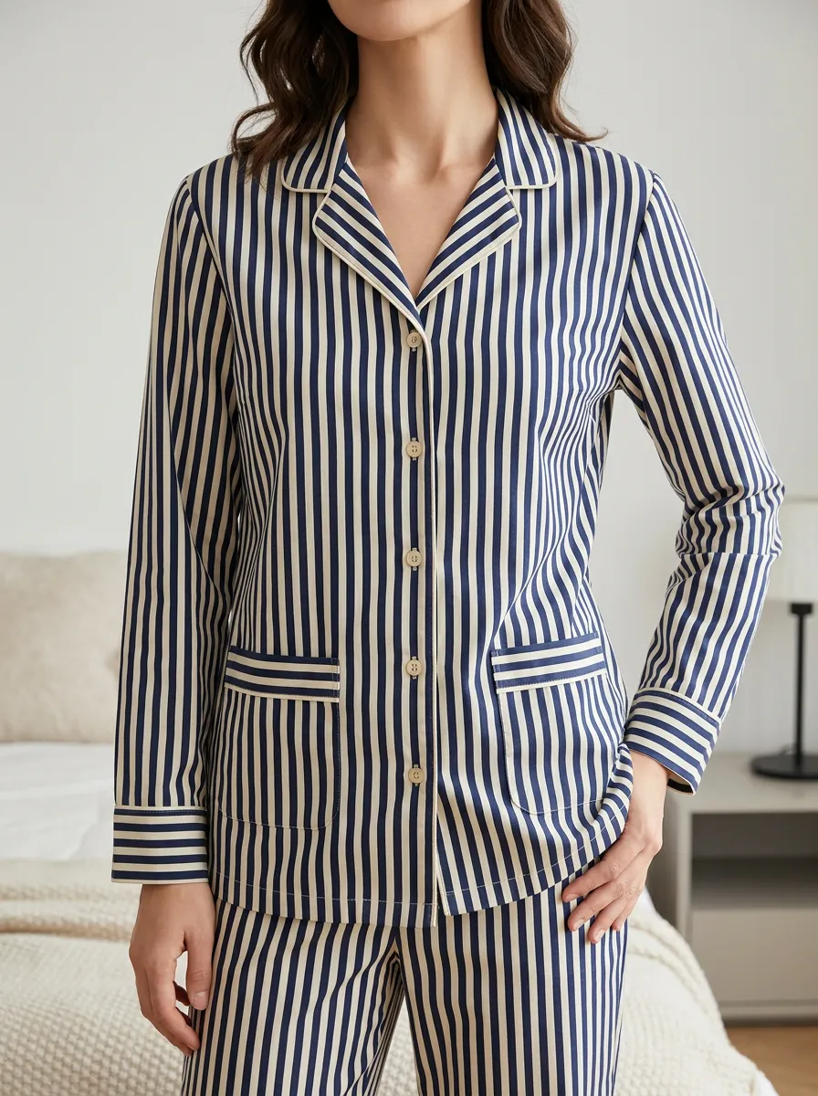 Printed Button Front Pajama Shirt