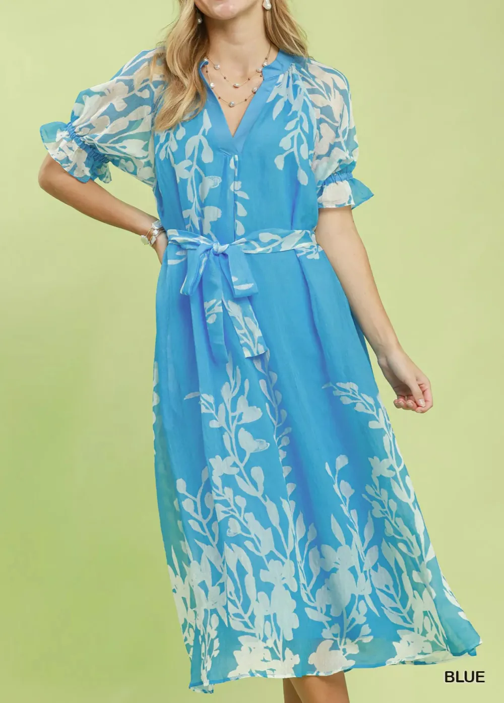 Waist Tie Waist Midi Dress with Side Pockets