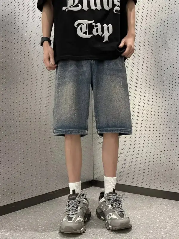 Men's Full Size Vintage Wash Denim Shorts Plus
