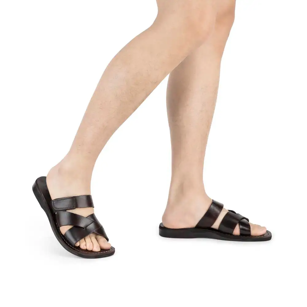 Relaxed Leather Woven Strap Sandals