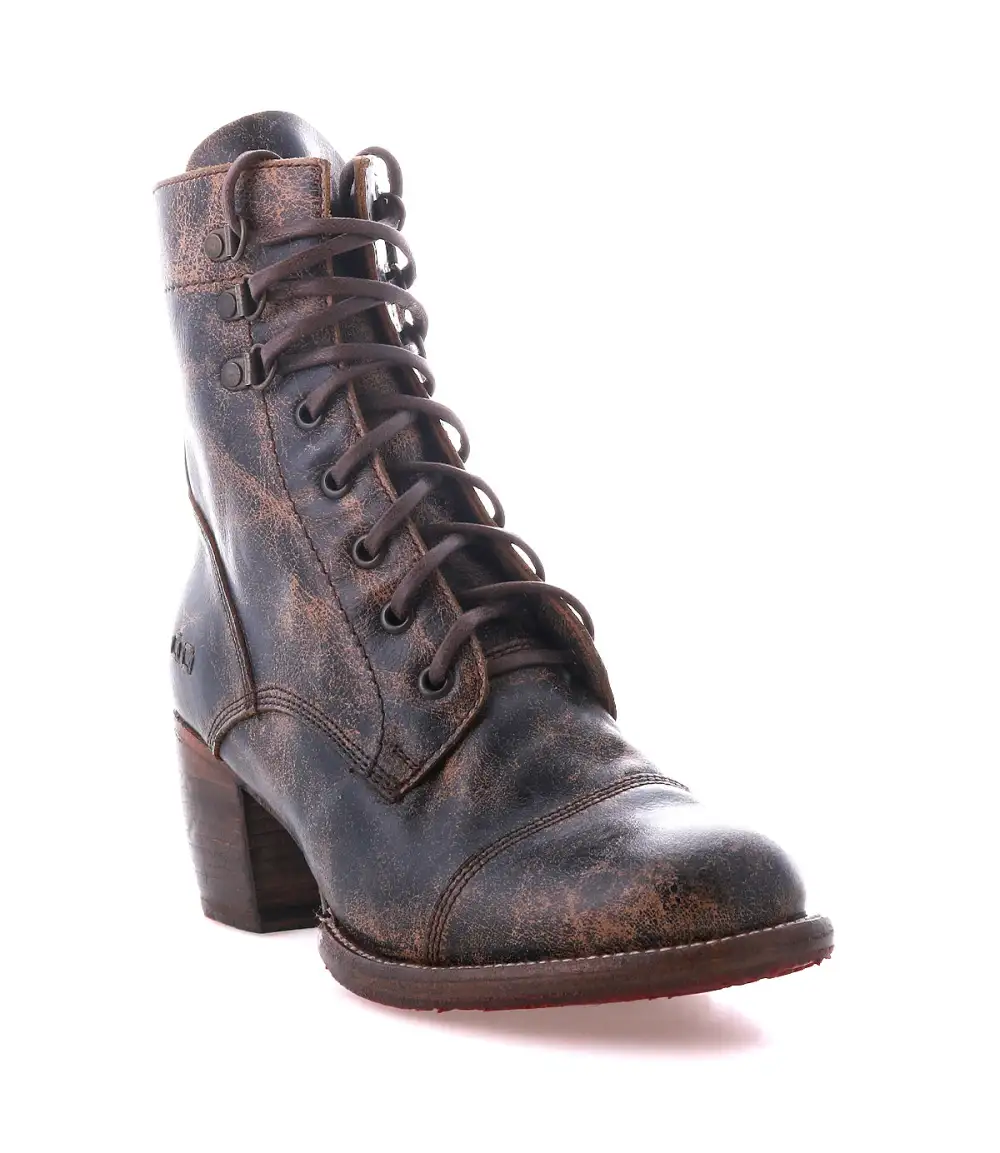 Cap-Toe Side-Zip Lace-Up Boots