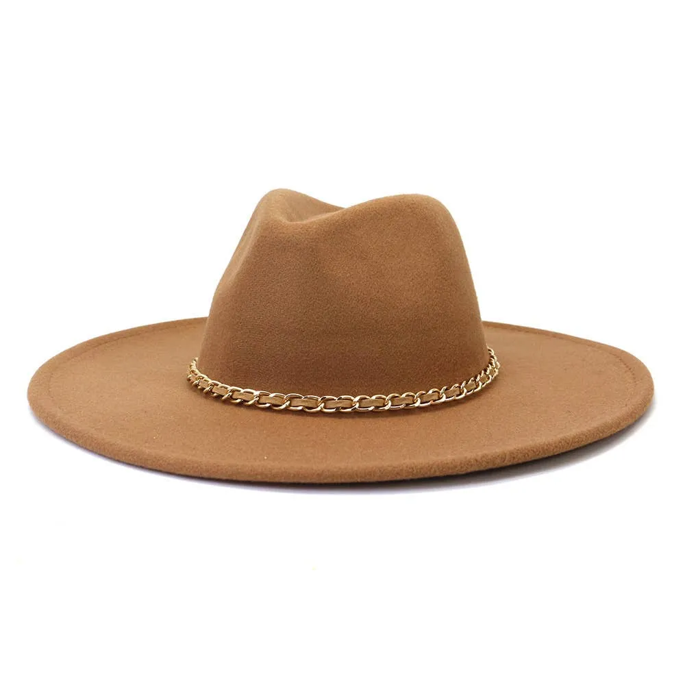 Camel Chain Big Brim Peach Heart Top Hat