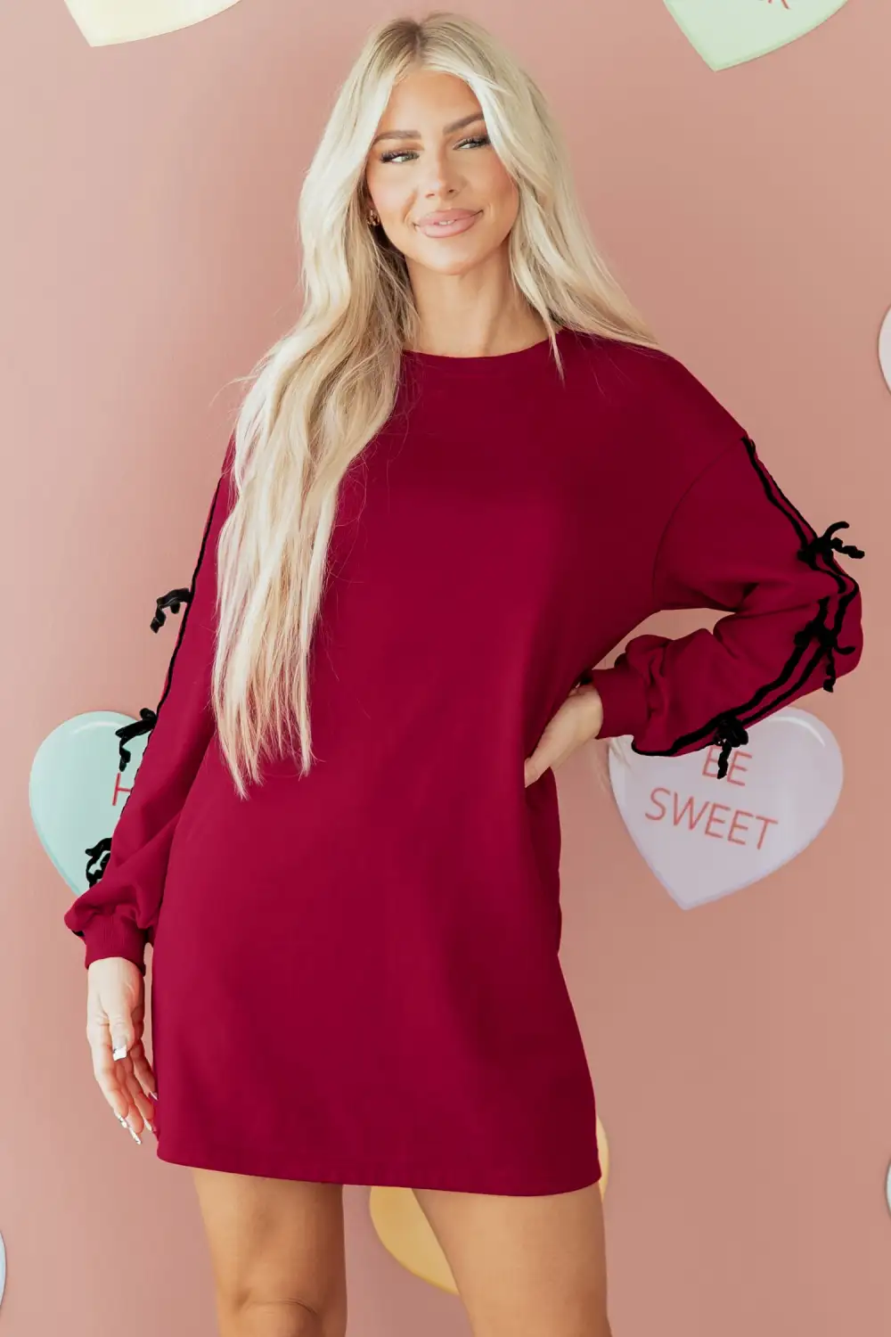 Lightweight Feel Striped Pocketed Drop Shoulder Shirt Dress