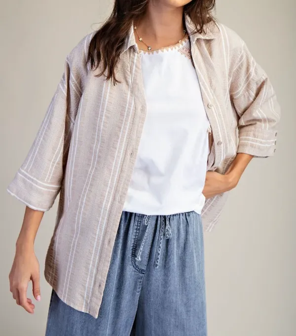 Striped Linen Button Down Shirt